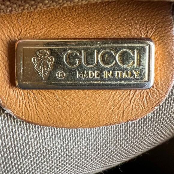 GUCCI Micro GG Sherry Line Canvas and Leather Tote - Picture 9 of 12